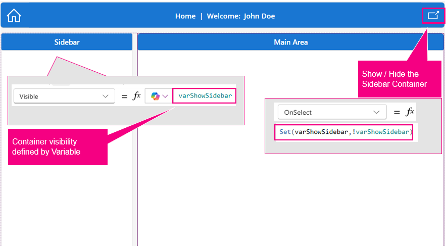 Sidebar Containers Canvas App Screen: Simple Sidebar Layout - Power Apps - Praxis